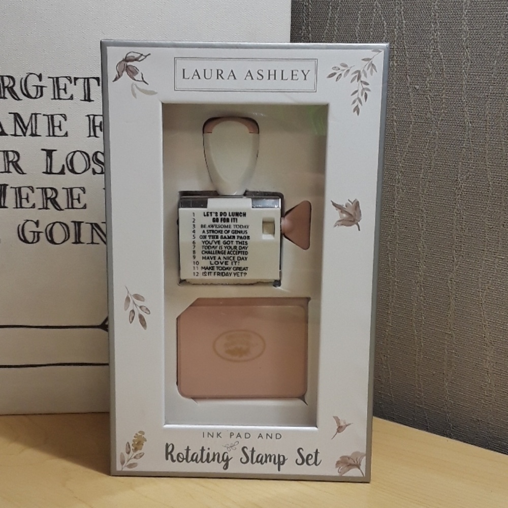 NIB Laura Ashley Ink Pad & Rotating Stamp Set